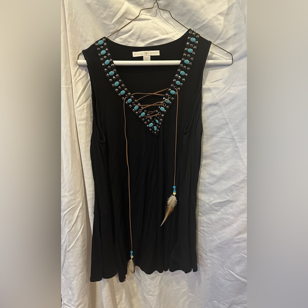 Boston proper southwestern style cold shoulder bell sleeve shirt